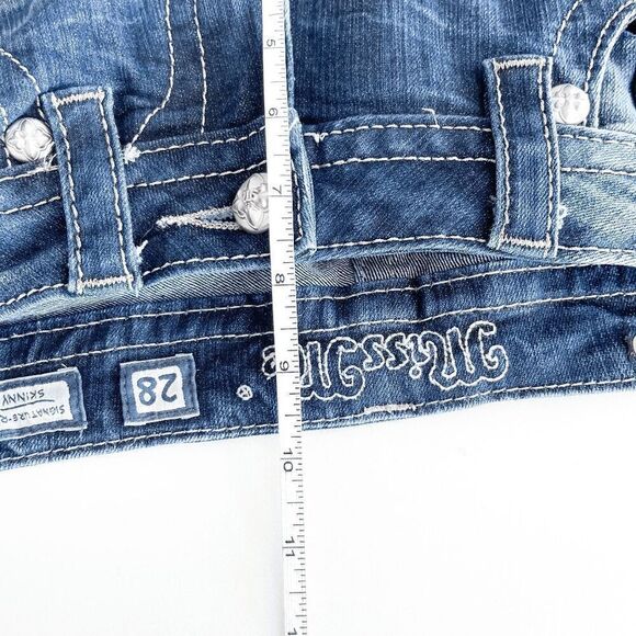 Miss Me Jeans Womens Sunrays-like Rhinestone Signature Rise Skinny Jeans 28 - Picture 11 of 12